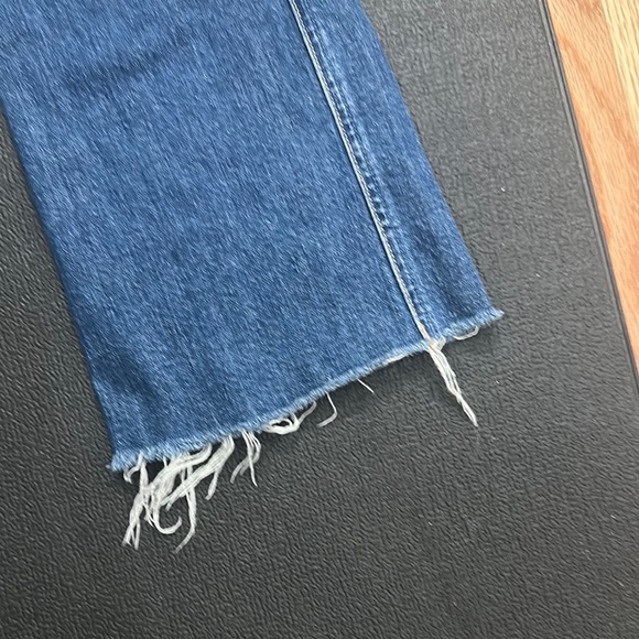 MOTHER Blue Flare Jeans with Frayed Hem - Picture 2 of 7
